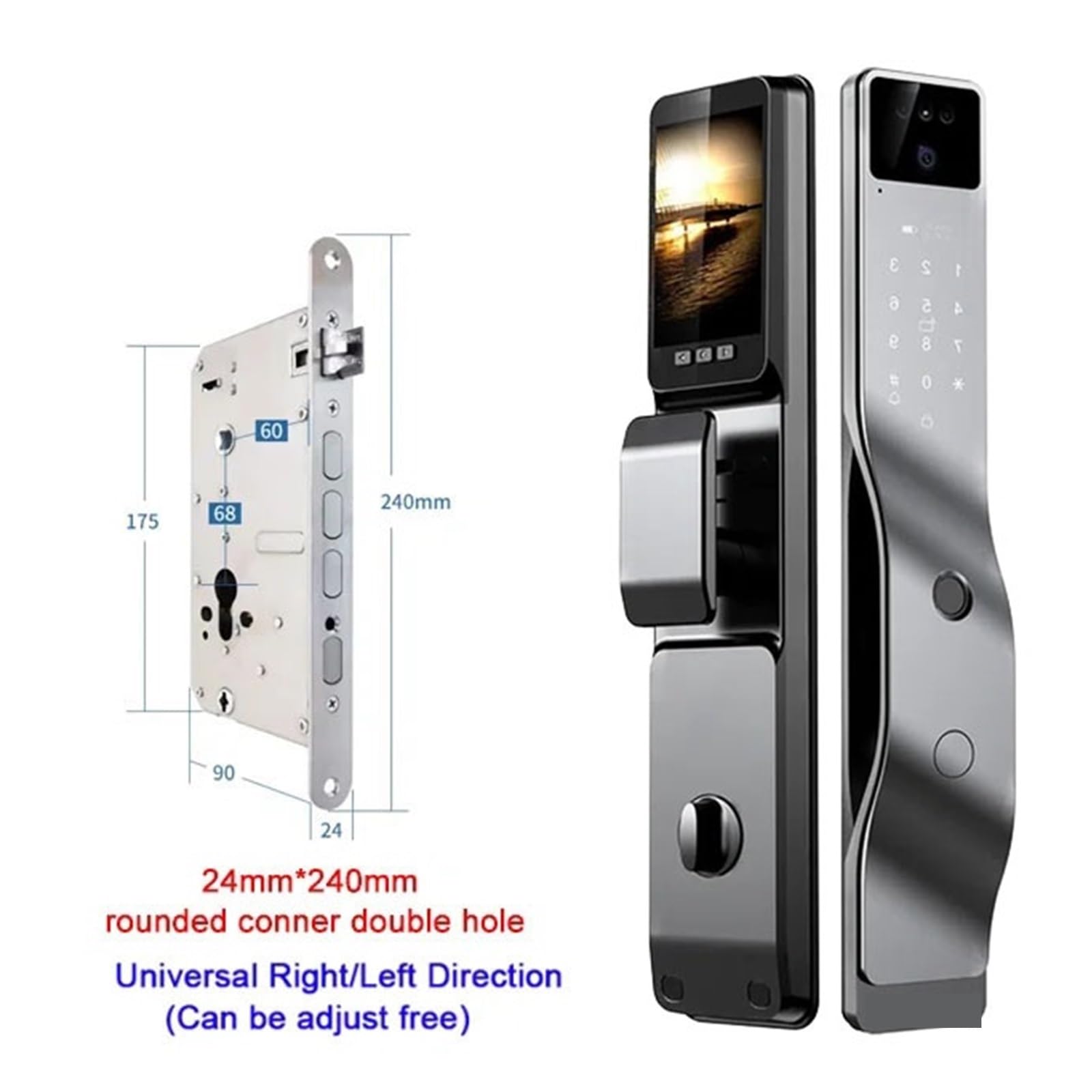 Smart Lock, App Smart Lock Domowe drzwi antykradzieżowe Blokada z użyciem linii papilarnych z blokadą hasła aparatu Duży zamek drzwi(Y17 24240 S-R)