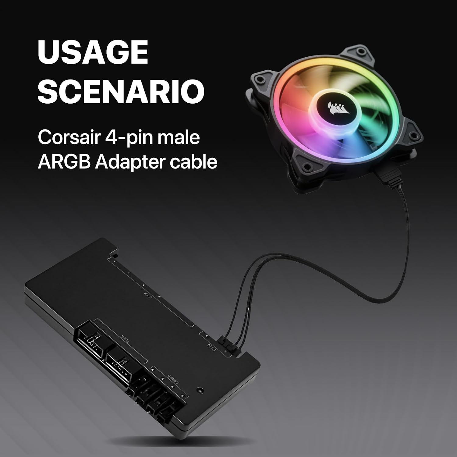 Corsair RGB 4-Pin to 3-Pin ARGB Adapter, ICUE Commander Core Xt/Lighting Node Core/Commander Pro Converter, 5v 3-Pin Addressable RGB SynchronousMSI/Gigabyte Motherboard 2PCS - 3