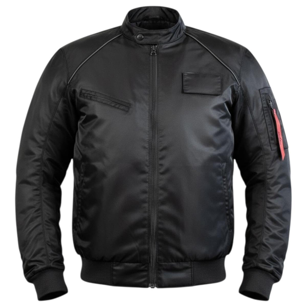 MDM Motorrad Bomberjacke Herren mit Protektoren – Motorradjacke im Flight Jacket Style, Schulter-, Ellenbogen- & Rückenprotektor, Belüftung, Bikerjacke Schwarz