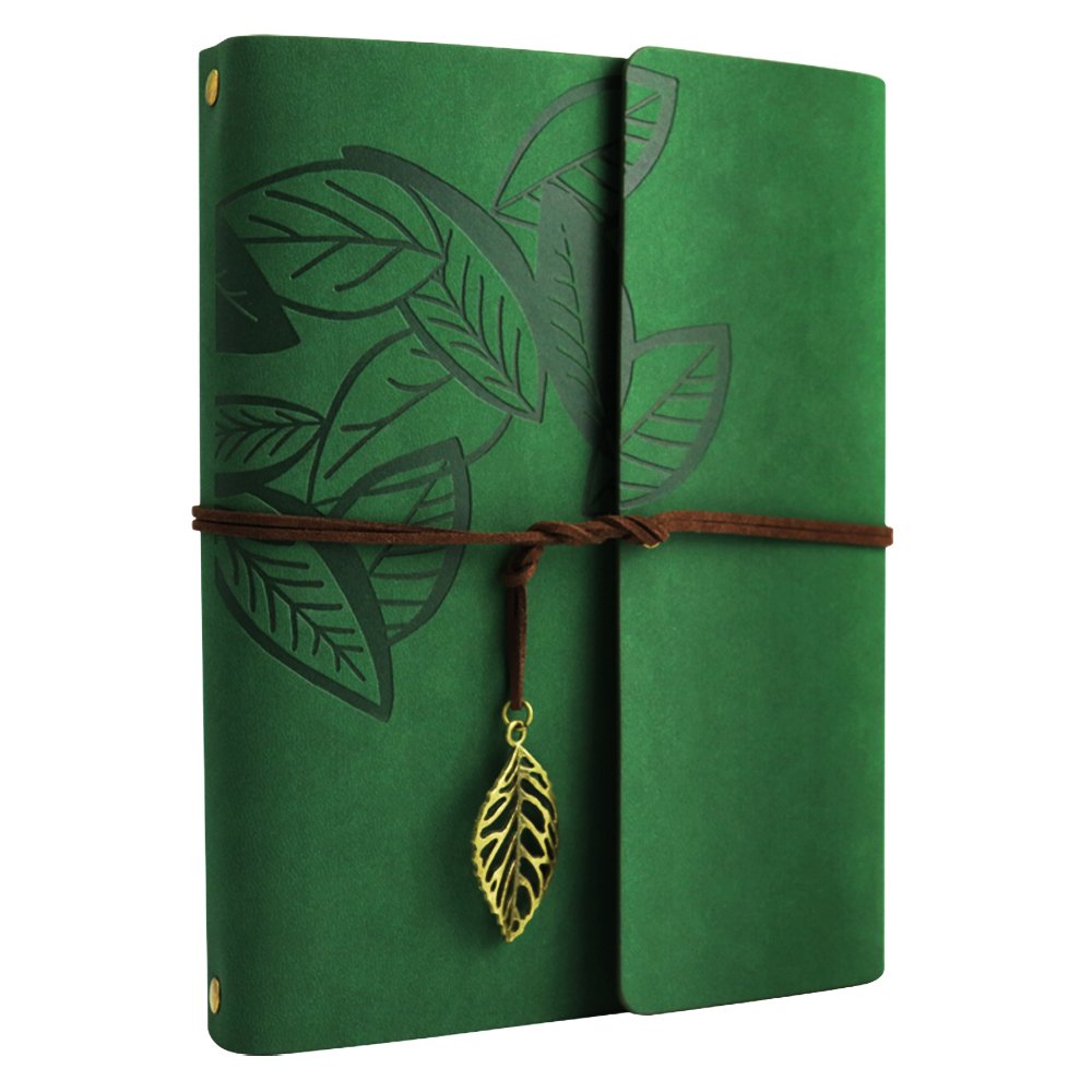Zeeyuan Women's Green Photo Album Scrapbook Diy Memory Book Leaf Soft Leather Scrapbook Photo Album Family Wedding Album Special Christmas Valentines Birthday Gifts Unique Present For