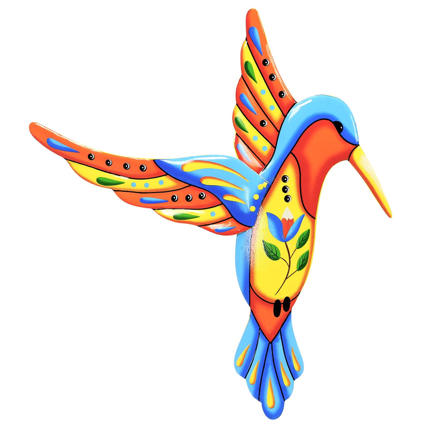 Taylor & Brown Metal Hummingbird Outdoor Wall Art Decor, Handcrafted Mexican Talavera Style Celestial Wall Sculptures Hanging for Indoor Outdoor Living Room, Garden, Patio, Yard, Fence Decoration