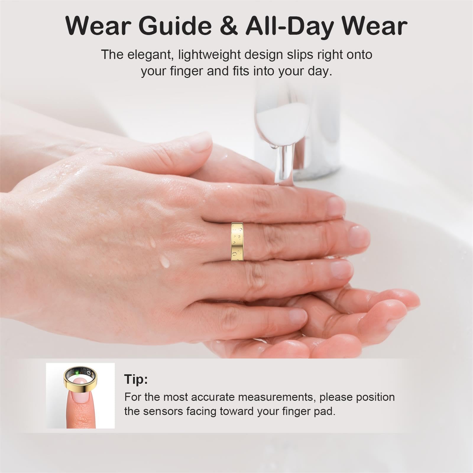 Anello intelligente per donne e uomini, smart ring fitness tracker, anello di misura con monitoraggio del sonno, frequenza cardiaca, contapassi, batteria a lunga durata, senza costi di abbonamento