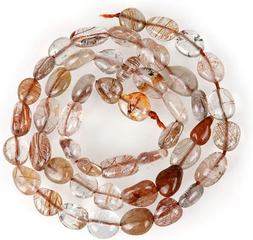 Miniatura 2 de Adabele GZ11-34 - 3 hebras de piedras preciosas curativas de cuarzo rutilado de cobre marrón natural de 0.315 a 0.315 pulgadas, forma libre ovalada