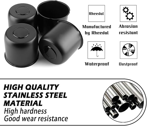 Miniatura 6 de 4 tapas centrales de acero inoxidable de 4.88 pulgadas para rueda de remolque, 4.88 pulgadas, orificio de 4.47 pulgadas de alto, tapa de cubo
