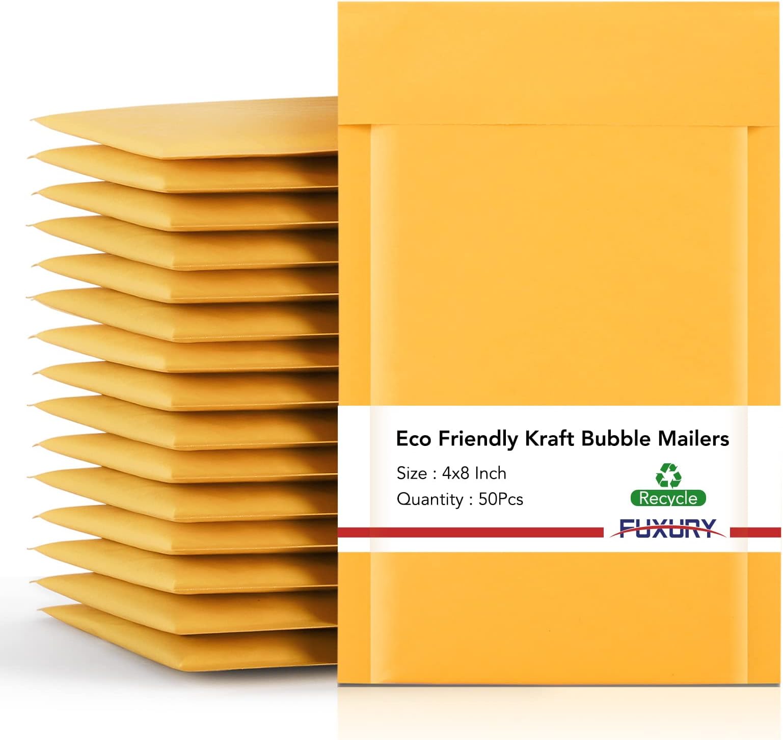 Fuxury Kraft Bubble Mailer 4x8โ 50Pack Padded Envelopes Usable Size 4x7" Strong Adhesion Thick Bubble Envelopes Waterproof Cushioned Bubble Mailers Packaging for Small Business #000 Yellow