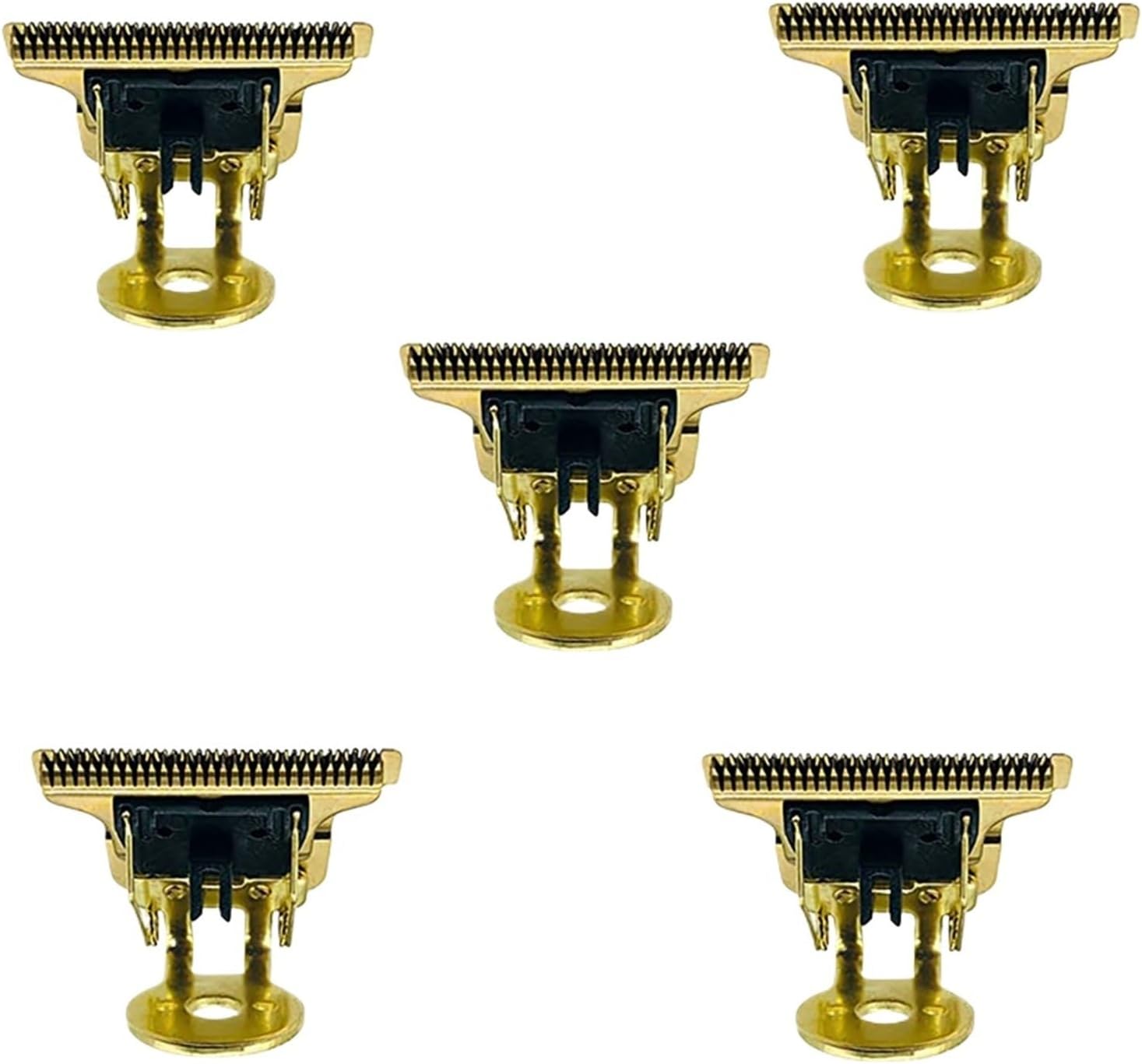 Replacement 5 Pieces T Shape Hair Clipper Blade With Holder T9 Blade Trimmer Replacement Hair Clipper Gold-T33C Replacement Accessories