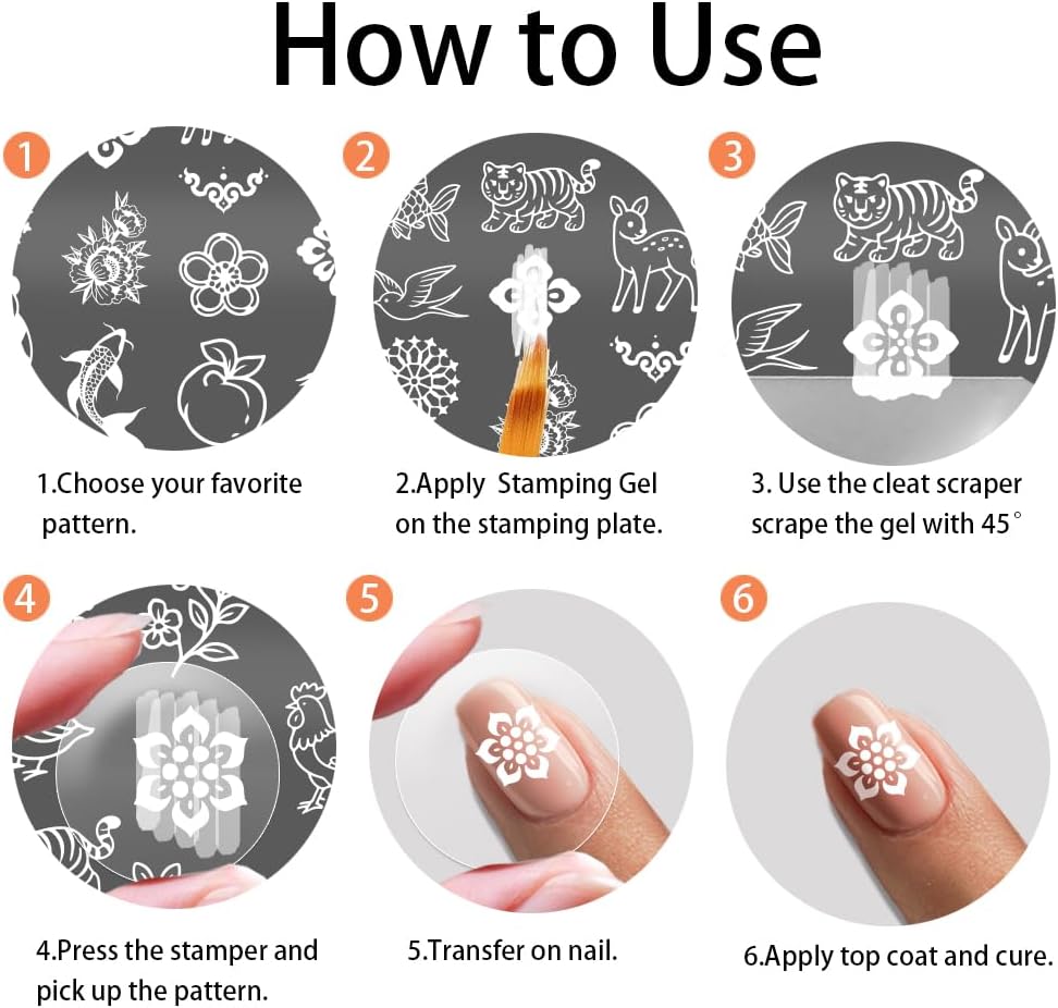 PH PandaHall 4pcs Asian Culture Nail Stamping Plates Chinese Style Nail Art Templates Panda Crane Lantern Nails Art Stencils Vintage Flowers Nails Design Stamp for New Year Manicures Salon DIY Print