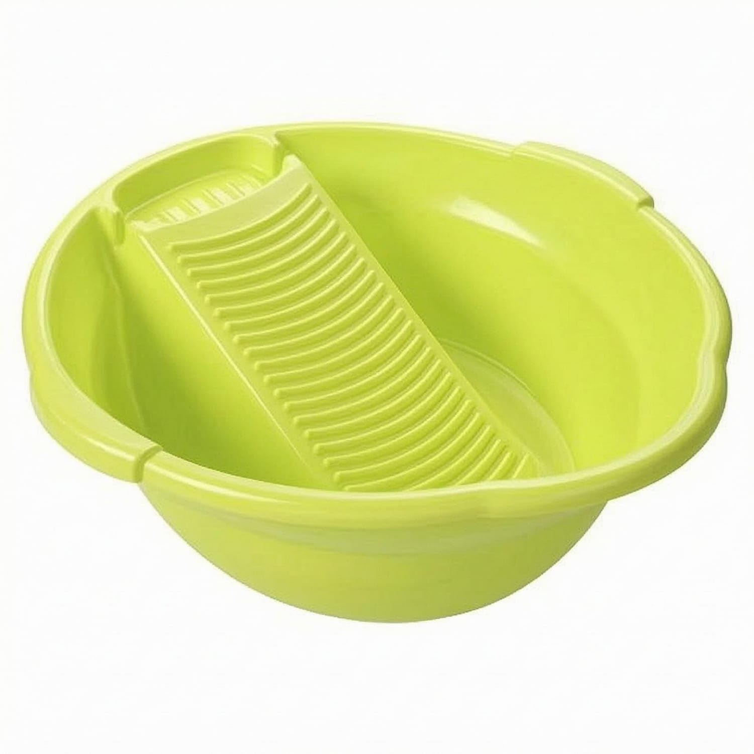 BNF® One-Piece Ribbed Wash Basin Molded ABS Wash Basin Wide Rim Household Utility Shallow for Laundry, Face Washing, Green, L-image-39
