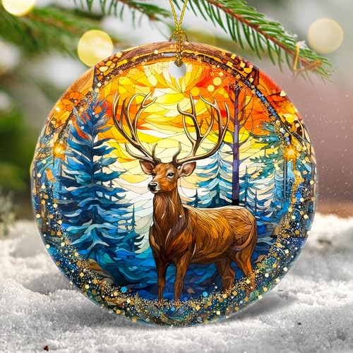 Christmas Tree Decorations Deer Ornament, Smooth Ceramic Christmas Tree Ornaments, Xmas Decorative Hanging Ornaments, Christmas Decor Indoor Home Party Gifts Souvenir Deer