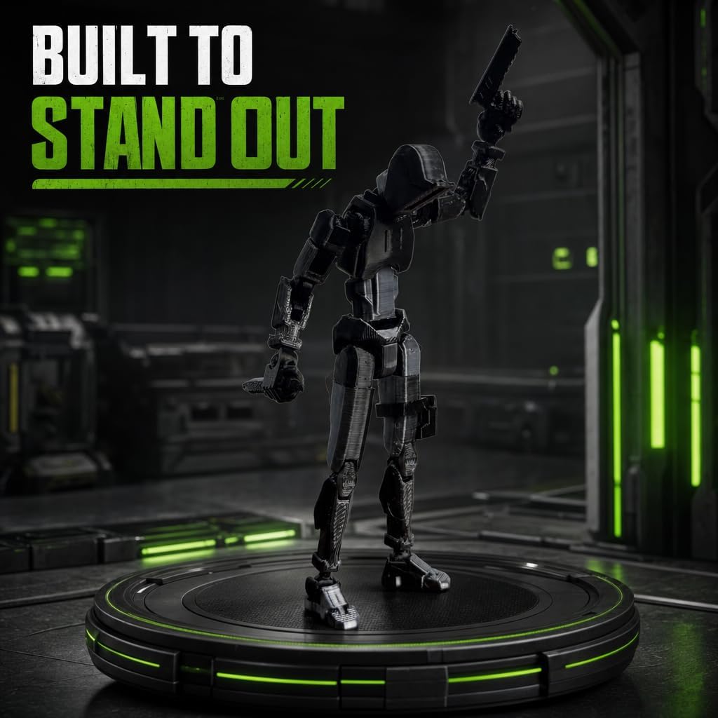 Shadow T13 Action Figure, Pre-Assembled 3D Printed Articulated Robot Figure with Dual Dagger Accessories, Black Silver Poseable Collectible Desk Display Model for Sci-Fi Robot Fans image 2