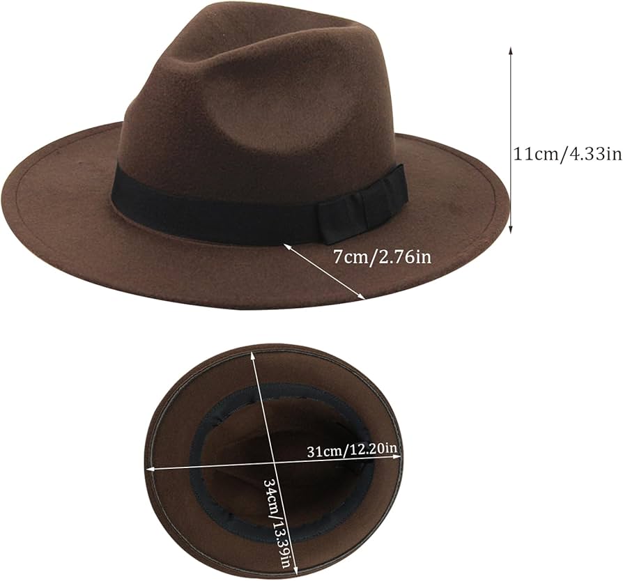 AIEOE Fedora Hut Herren - Eleganter Filzhut Im Trilby Stil Mit Breiter Krempe