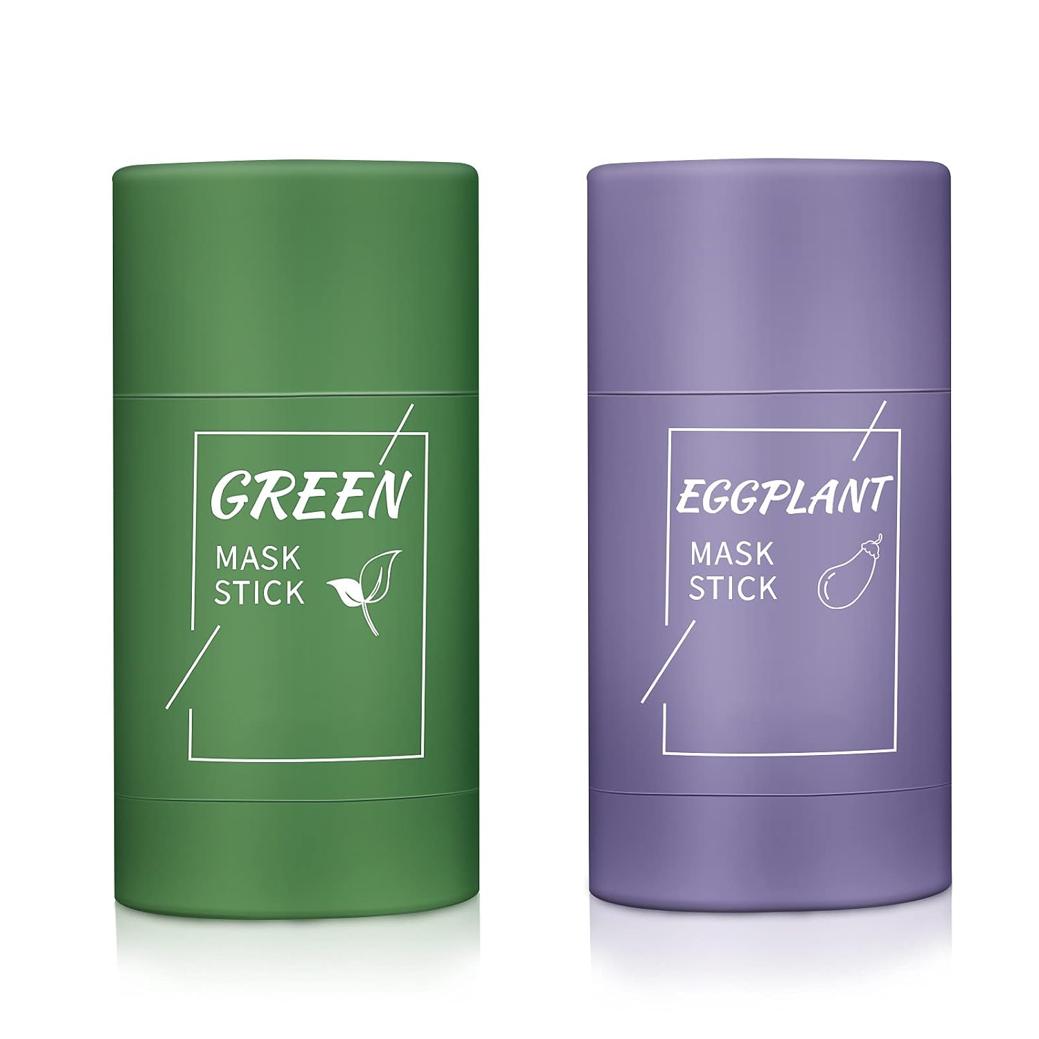 2 PCS Green Tea/Eggplant Purifying Clay Stick Mask, Face Moisturizes Oil Control, Deep Clean Pore, Improves Skin,for Men Women All Skin Types
