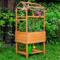 dobar® Rankturm-Aufsatz für Tomaten und Erdbeeren mit Ablage - Rankturm Holz für Hochbeet Kubus 2.0-74 x 54 x 89 cm - Braun – Ansicht 6
