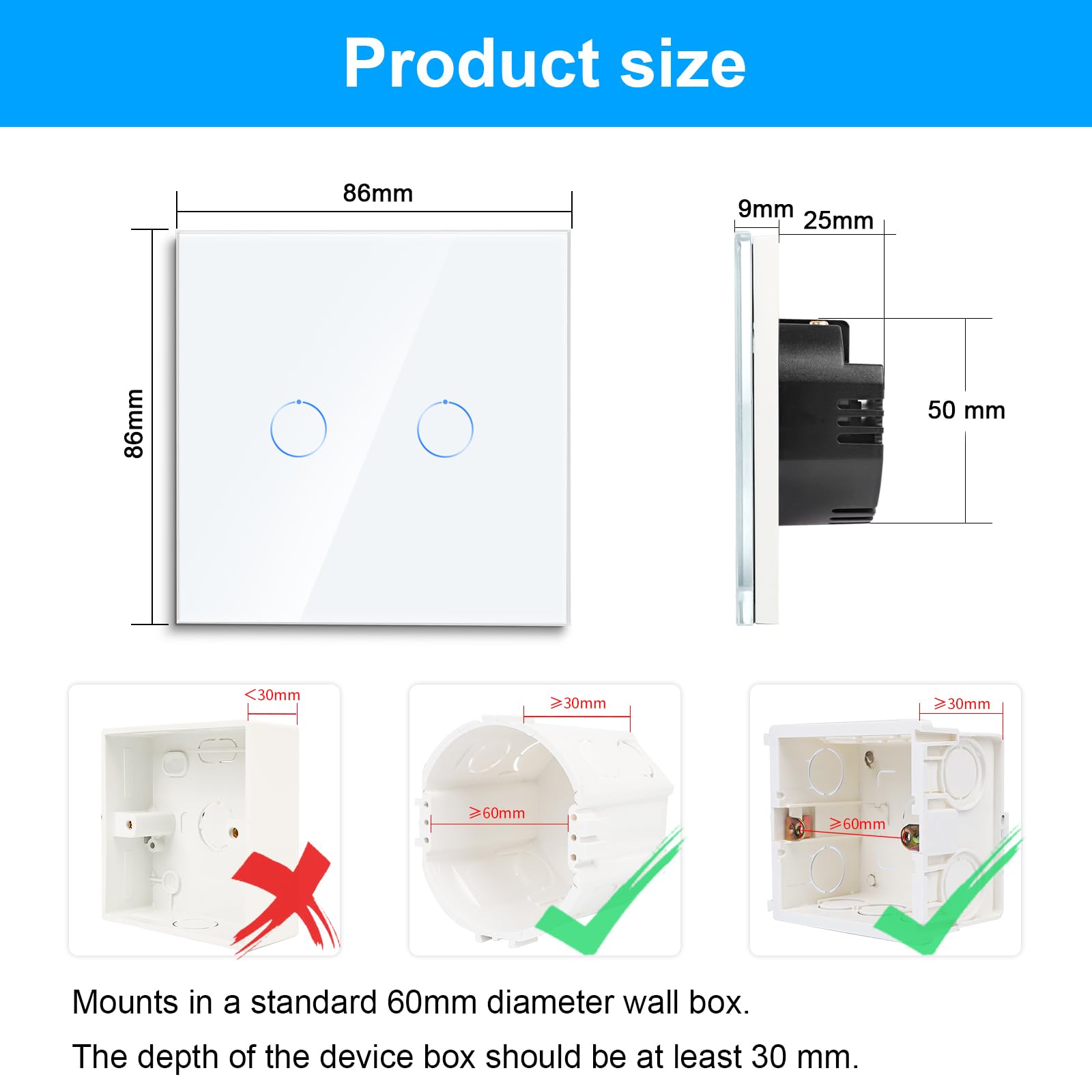 CNBINGO Smart Dimmer Switch for Dimmable LED Light, Voice Control by Alexa, Remote Control by Smart Life App, WiFi Touch Light Switch with Glass Wall Plate, Backlight, Neutral Wire Required - Image 2