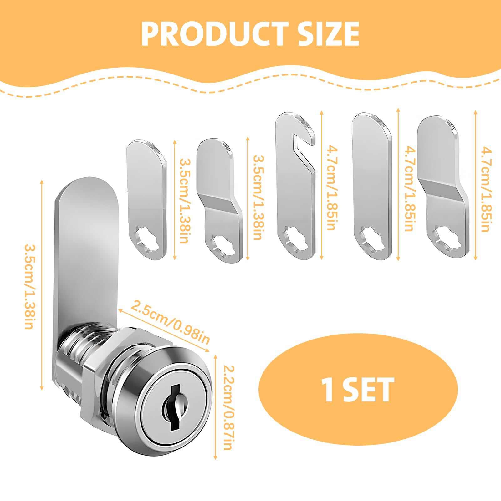 Cerradura de Buzón con 4 Llaves y 5 Placas de Bloqueo Diferentes, Cerradura de Levas 16mm, Diámetro de 18 mm, Cerradura de Puerta de Armario, para Buzones de Correo y Puertas de Armario