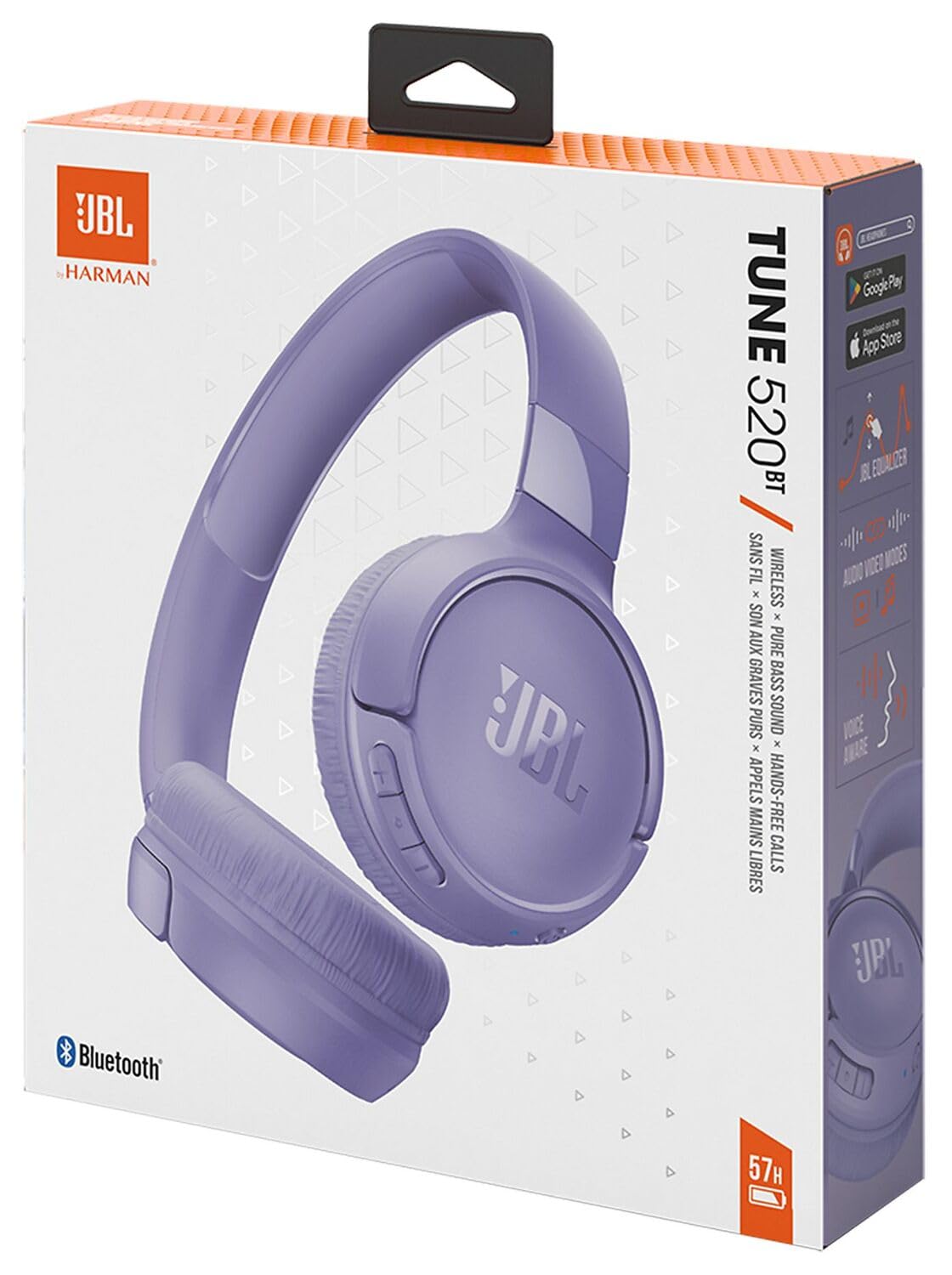 JBL Tune 520BT Casque sans Fil USB Type C Bluetooth Violet