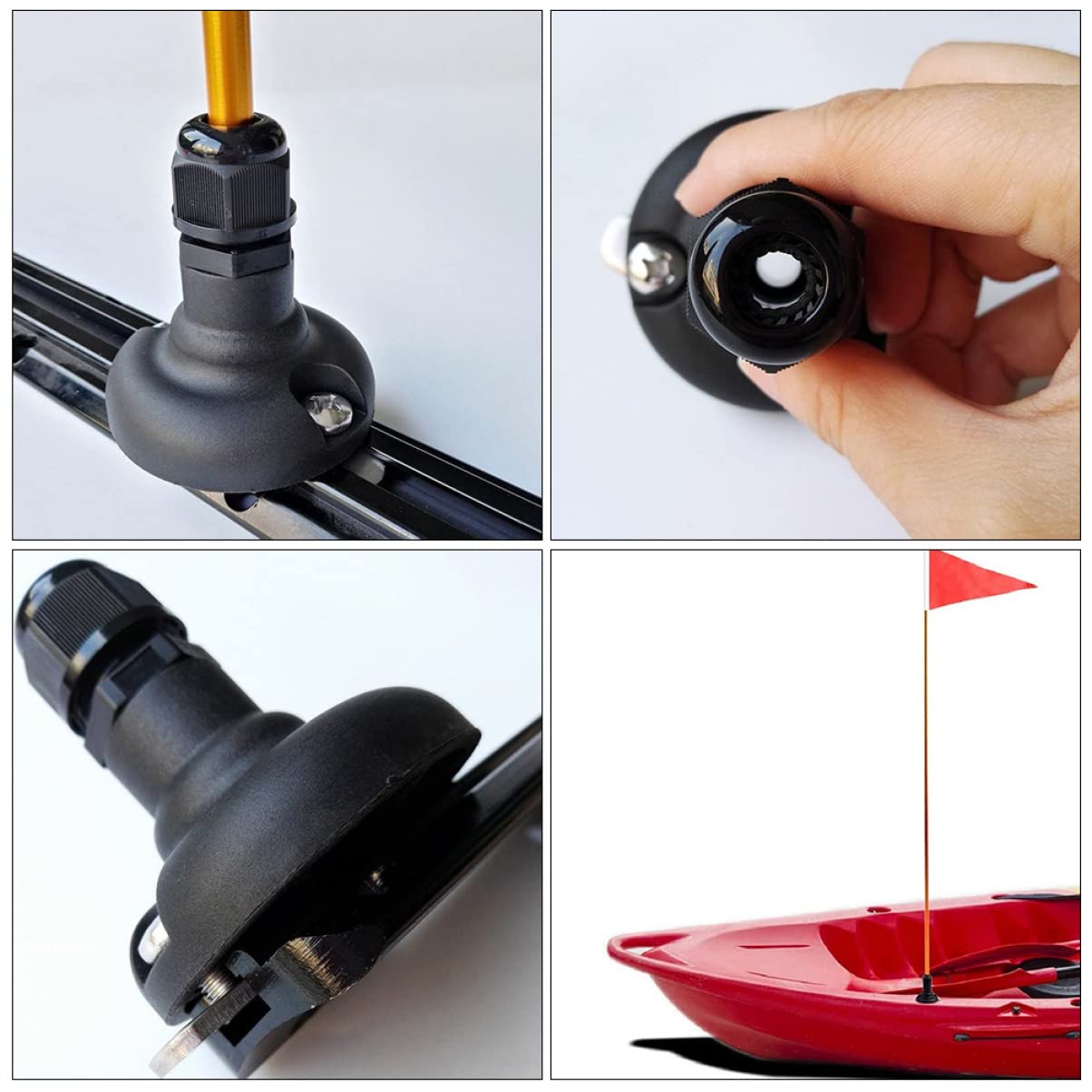 Toyvian 2 Juegos Bandera Plegable para Kayak de Aluminio Ligero con Base y Accesorios Bandera de Seguridad Profesional para y