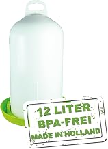 MeineHennen Chicken Drinker 12 L Double Jacket - Frost-proof & UV-Resistant Poultry Drinker Can Be Filled from Top - Shatterproof Plastic for Chickens and Quails - Water Drinker with Bayonet Cap - Green
