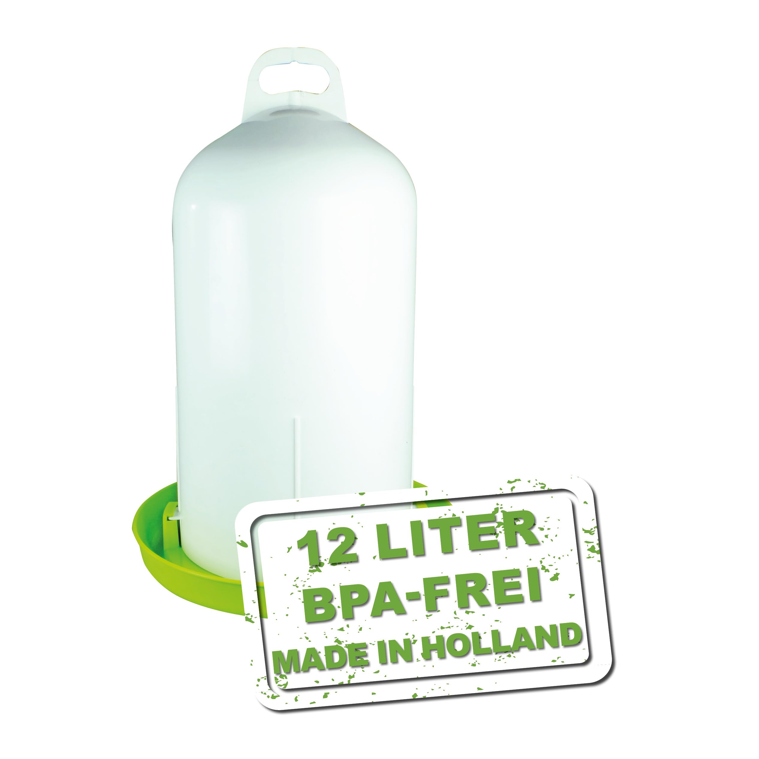 MeineHennen Hühnertränke 12L Doppelmantel - Frostfeste & UV-beständige Geflügeltränke von Oben befüllbar -Bruchfester Kunststoff für Hühner & Wachteln - Wassertränke mit Bajonettverschluss - Grün
