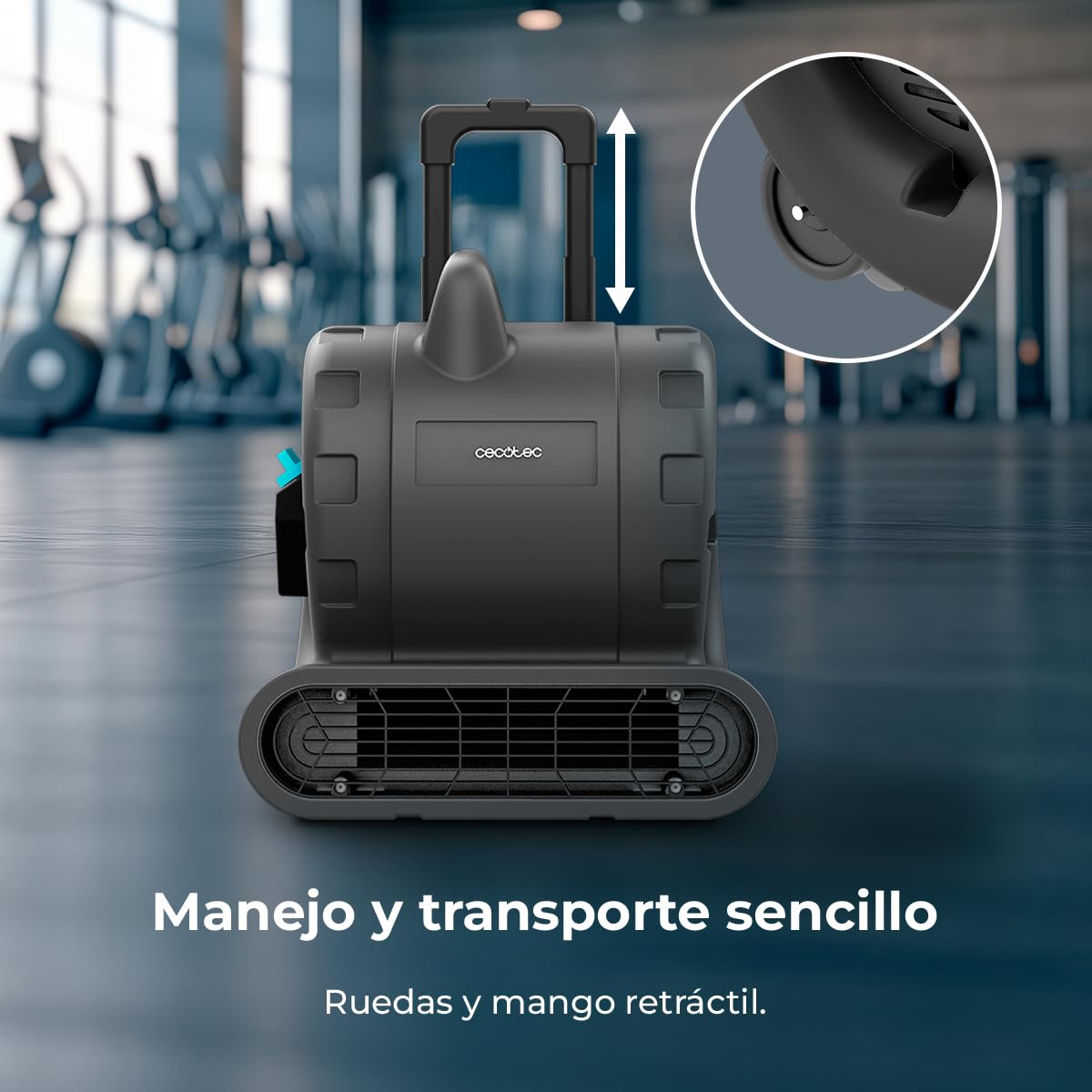 Cecotec Souffleur de Sol Ventilateur de Séchage Blowindustry 6000 Flowfloor, 600W, 1350 Tr/min, 3 Vitesses, Débit d'Air 2700 m³/h, Roues et Poignée Rétractable, Contrôle Intuitif, Facile à Transporter