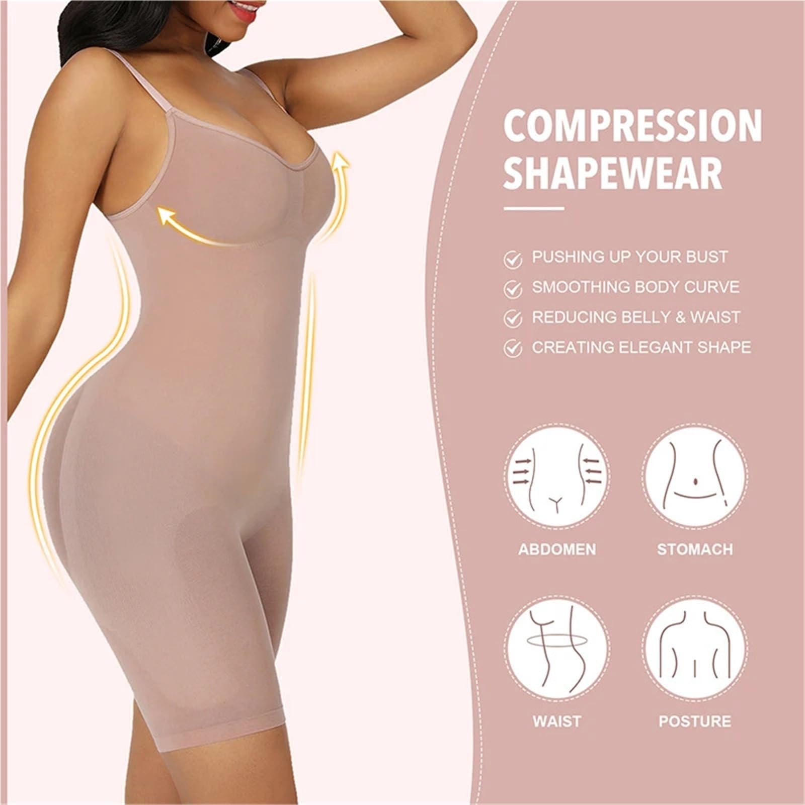 Body Moldeador for Mujer, Prenda modeladora de Cuerpo Completo con Control Barriga, Envoltura Adelgazante, Levantador glúteos, realce del Muslo, corsé Abdomen más Delgado