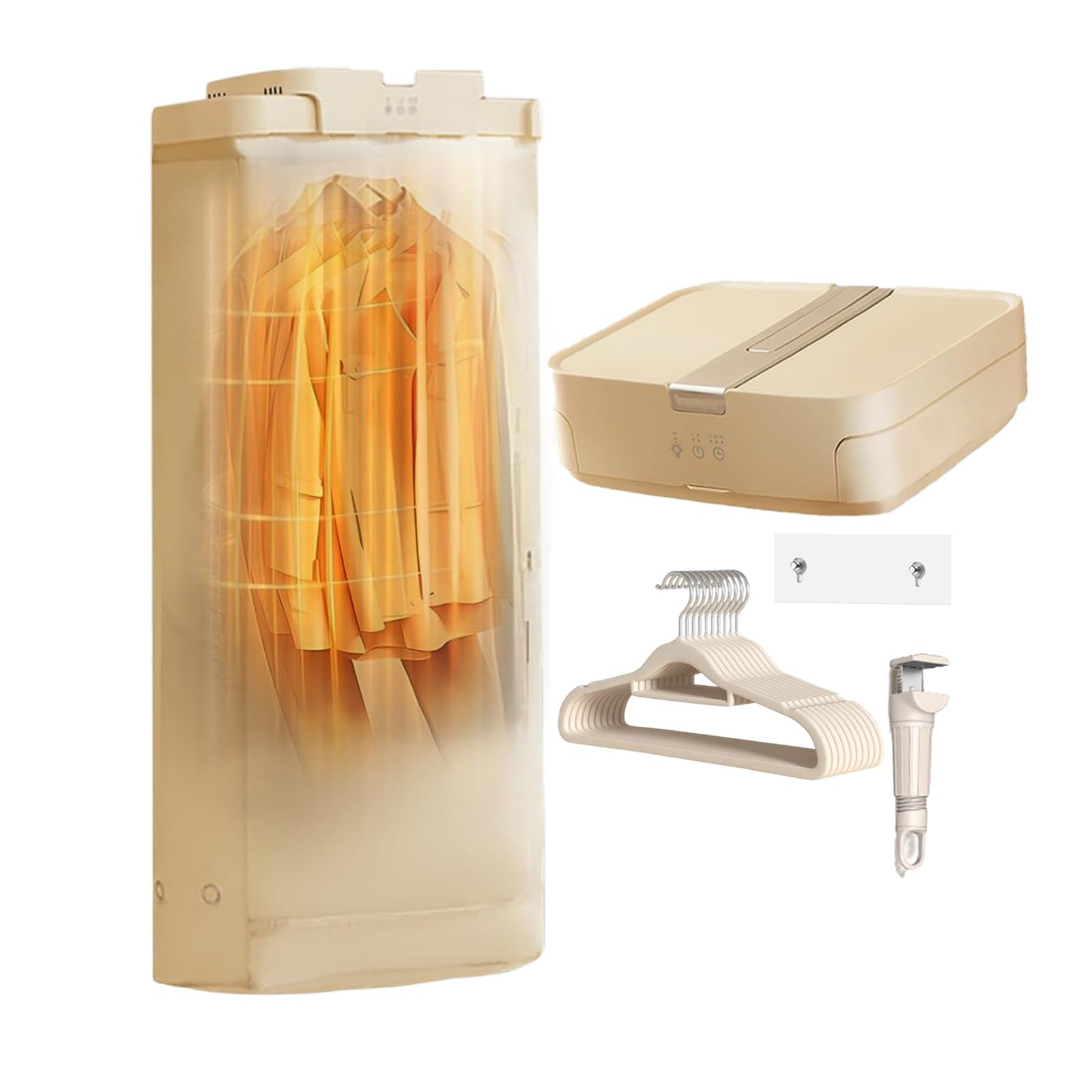 Secadora de Ropa eléctrica portátil, minisecadora de 600 W, Secado 360°, sin ensamblaje, con Temporizador, con Bomba de Calor, con Hebilla y Percha, Ideal para Camping y Viajes de Negocios.