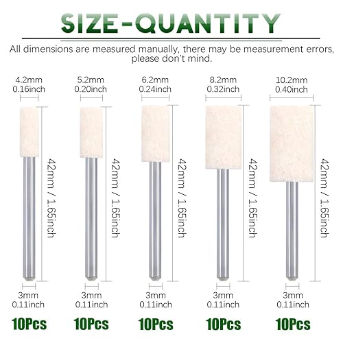 Miniatura 3 de Keadic Juego de accesorios de pulido de fieltro de lana multifuncional, 100 piezas, accesorios de pulido montados en mandril, vástago de 18 pulgadas