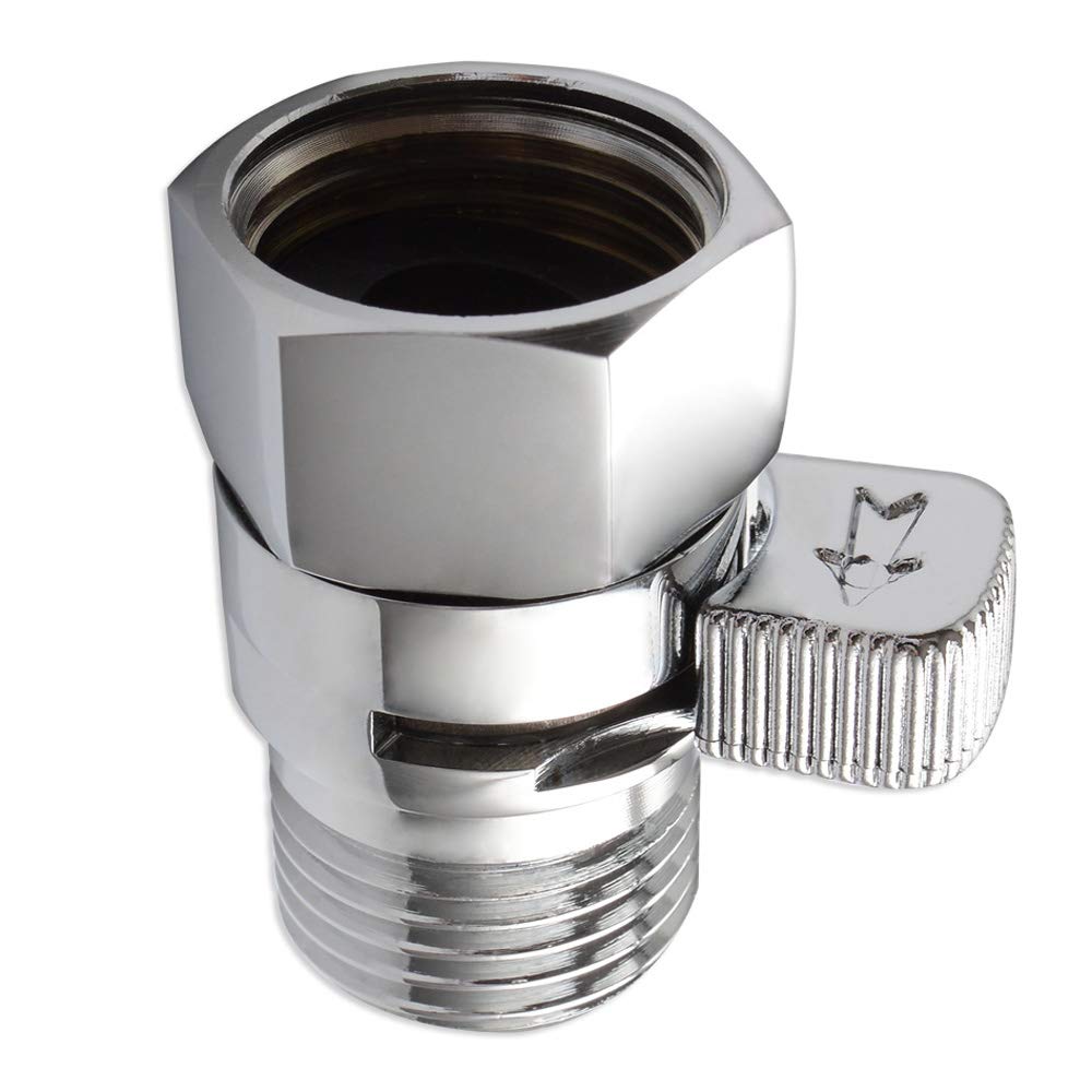 Shower Head Shut Off Valve, Brass Water Flow Control Valve, Water Volume Restrictor Pressure Reducer for Handheld Shower Bidet Sprayer, Chrome