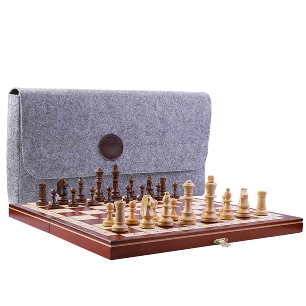 ZAW Schach Magnetische Schach Set Hochwertiges, hölzernes Schachbrett mit faltender Metallschloss Aufbewahrungsbox, Familienklassiker Schachspiel Geschenk Chess (Color : Weighted Pieces)