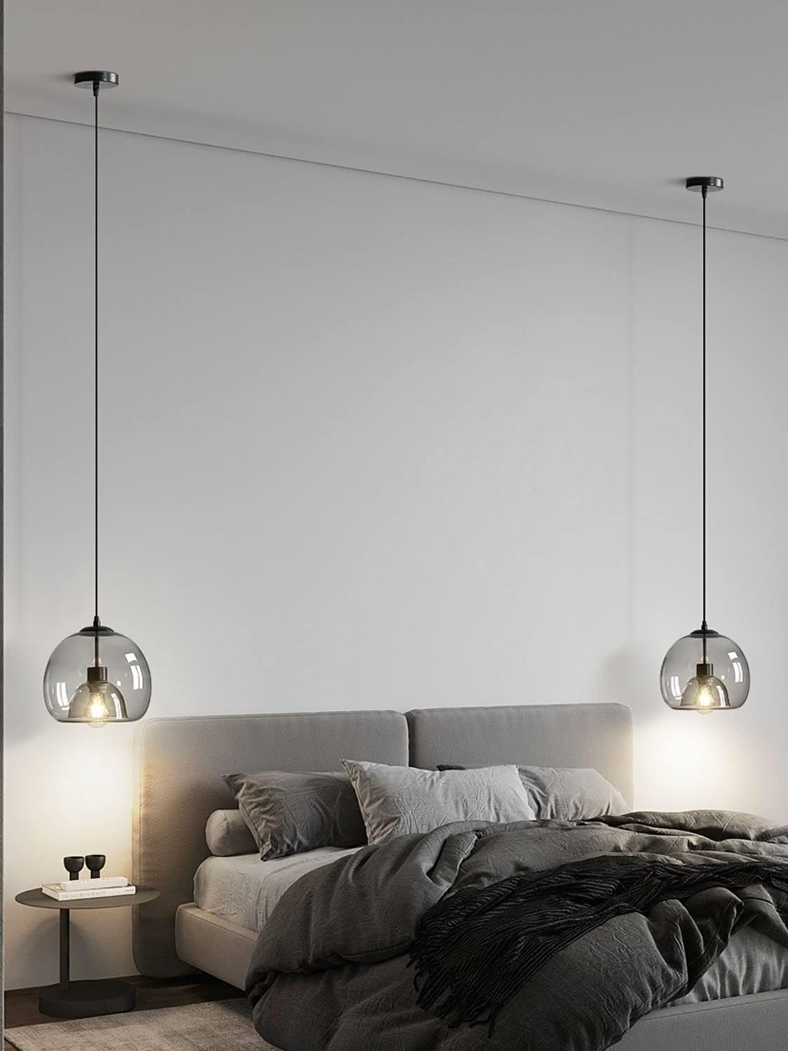 Lampada a sospensione vintage in vetro, lampadario cucina, on 1 Lampadine Extra, Cavo Regolabile, 1xE27, Potenza max 1x60 W, paralume da soffitto per cameretta, tavolo da pranzo, soggiorno, Ø 23 cm