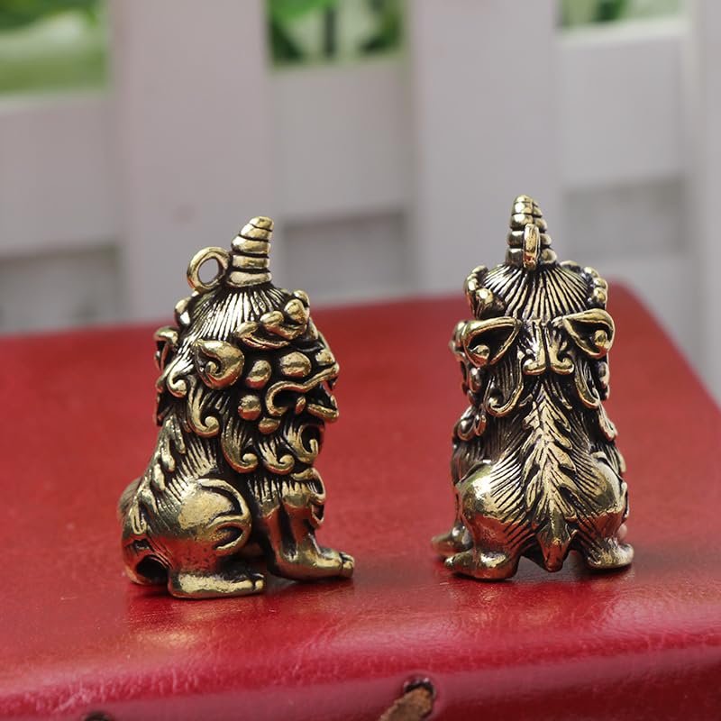 Estatua Feng Shui Pi Xiu Vintage de Bronce 2 Piezas miniatura 7