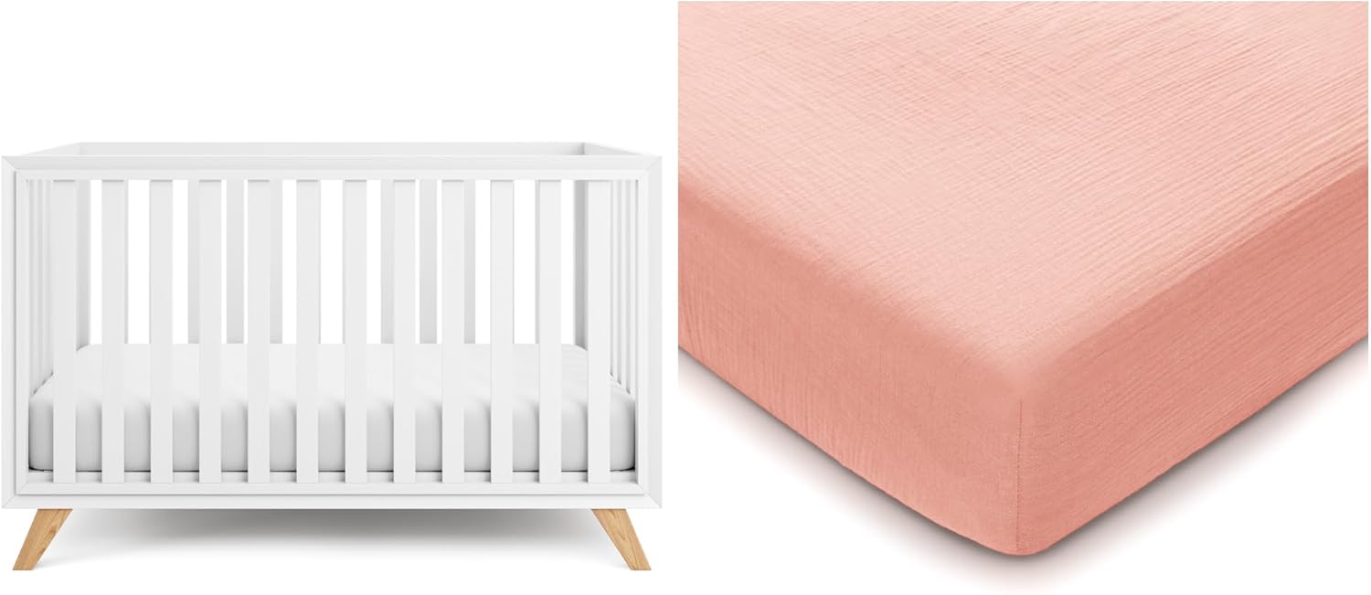 Comfy Cubs Baby Crib and Muslin Cotton Fitted Crib Sheet Bundled
