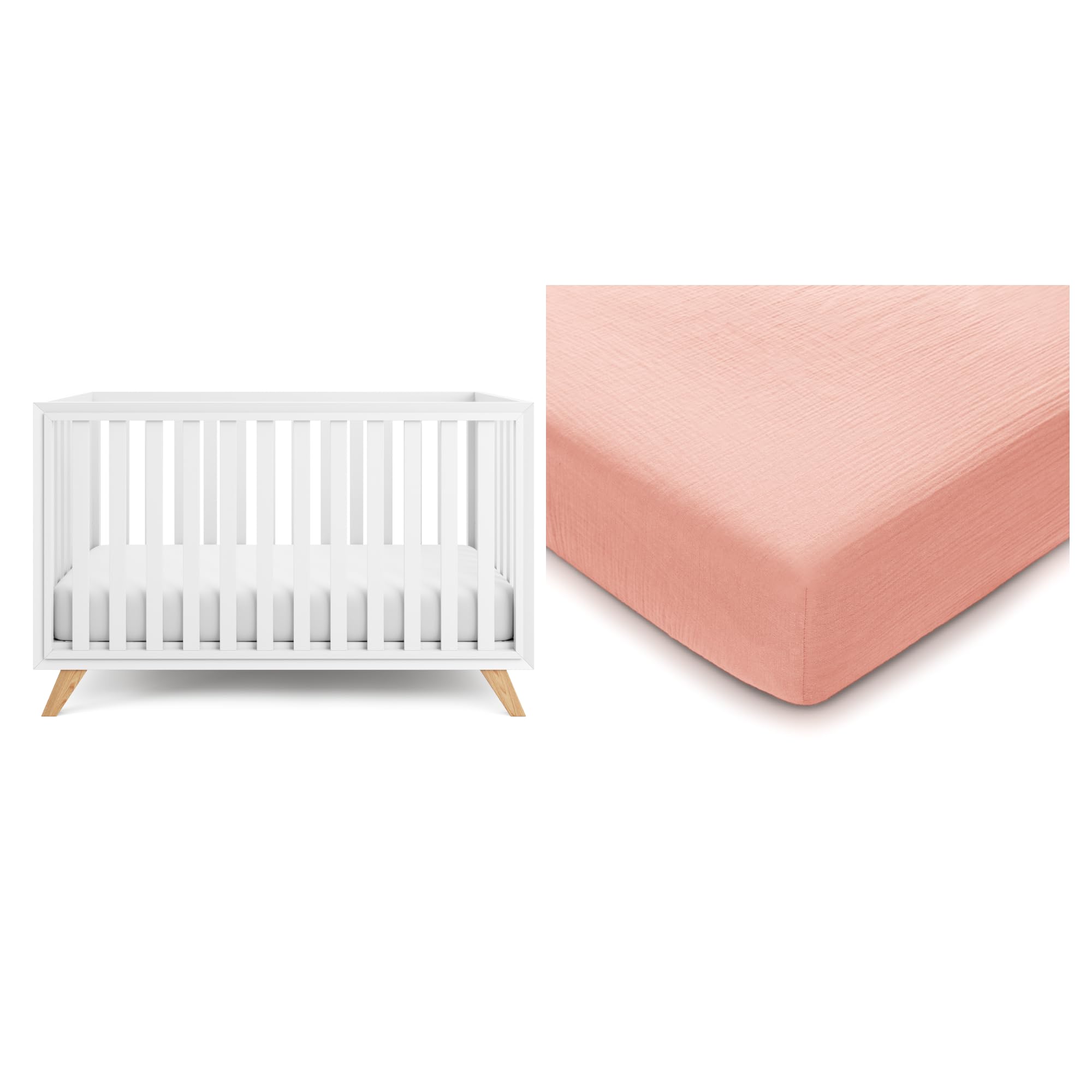 Comfy Cubs Baby Crib and Muslin Cotton Fitted Crib Sheet Bundled