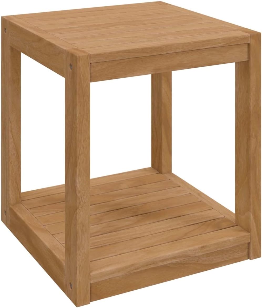 Modway Carlsbad Teak Wood Side Table, Natural