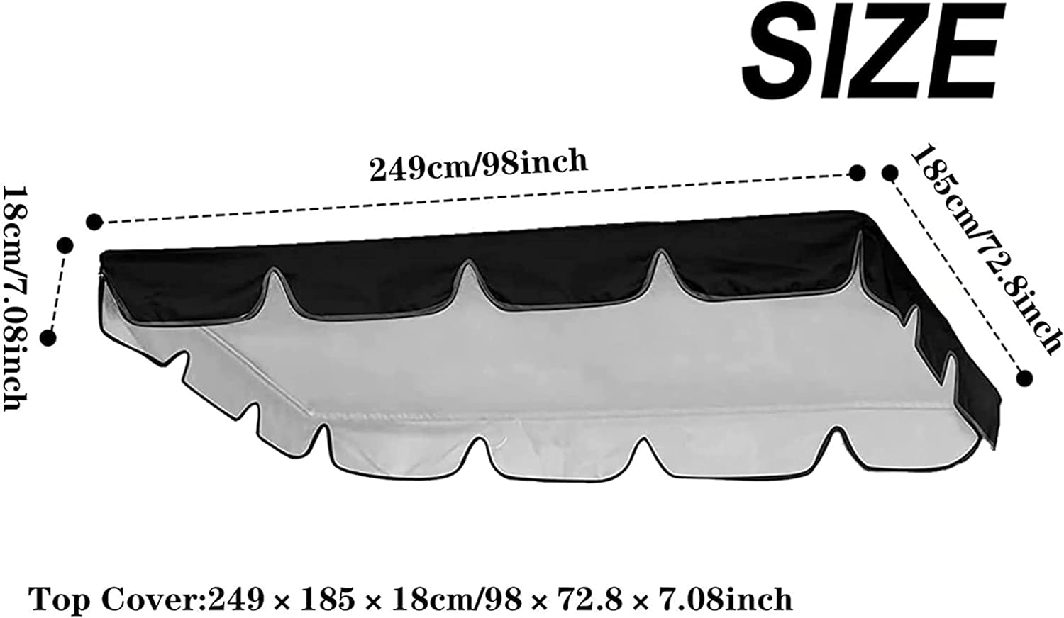 Patio Swing Canopy Waterproof Top Cover Cloth, 420D Silver Plated Oxford Cloth, Replacement Canopy Cover Awning Glider Porch Swings Cover Outdoor Patio/Lawn/Garden for 2/3-Seater-Swing Chair