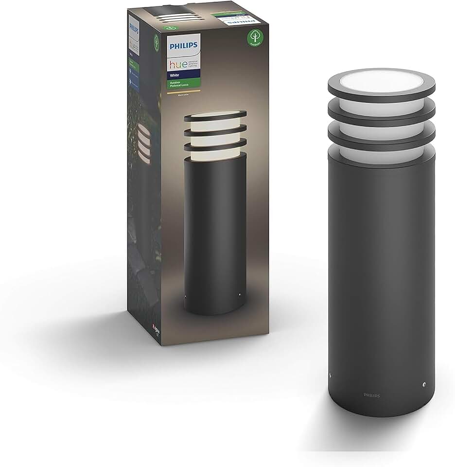 Lucca White LED Smart Outdoor Pedestal Light, For Garden and