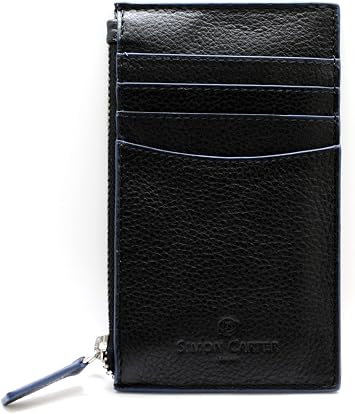 SIMON CARTER Simon Carter Contrast Edge Credit Card Zip Wallet Blue/Black Card Holder and Coin Purse