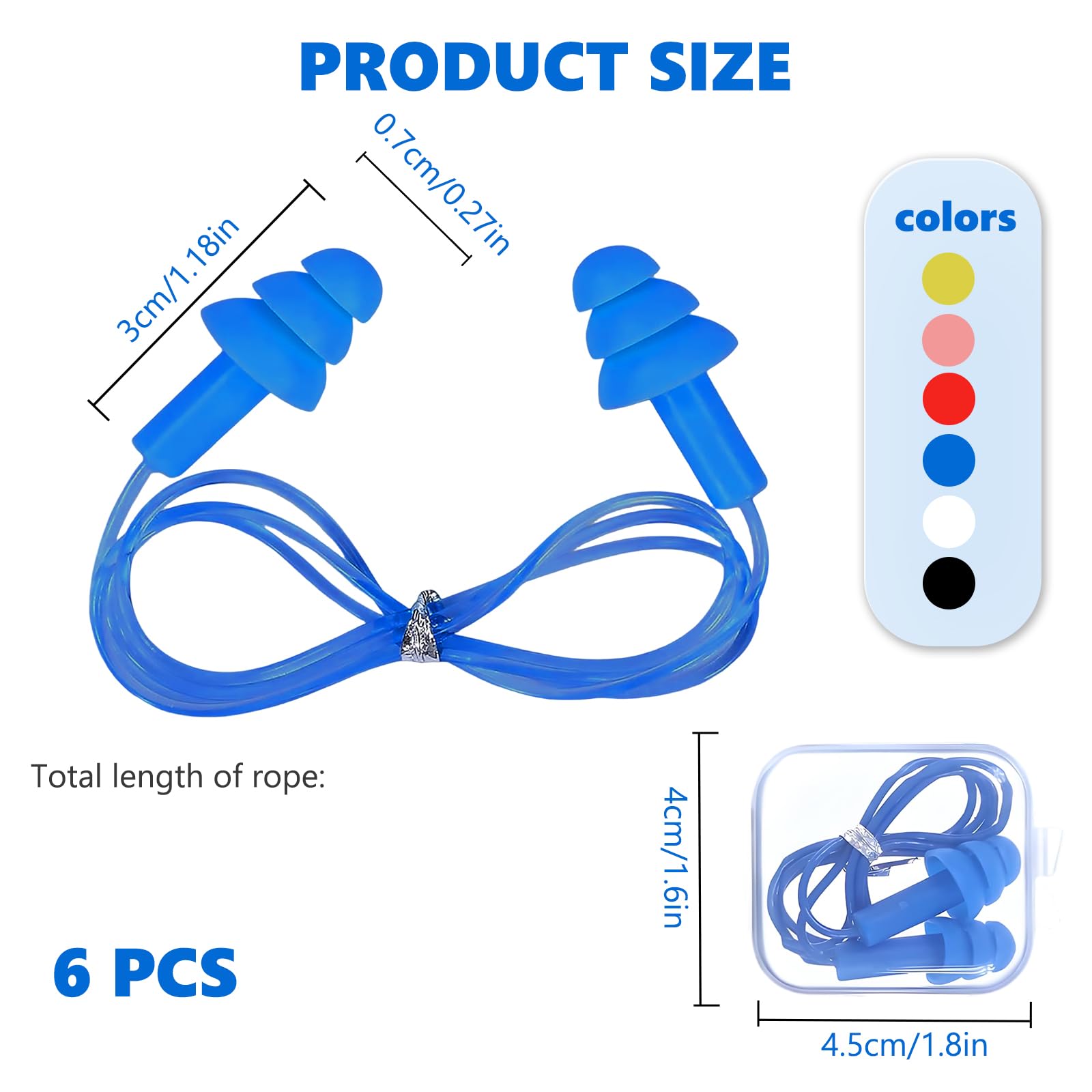 6 Pares Tapones para Oídos de Silicona, Reutilizables Tapones de Reducir Ruidos, Impermeables,Tapones Para Los Oídos De Natación Para Estudiar Y Viajar