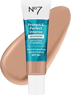 No7 Protect & Perfect Advanced All-in-One Foundation SPF 50 Cool Beige - Age-Defying Makeup Reduces Redness, Blurs Pores, 24Hr Hydration (30ml)
