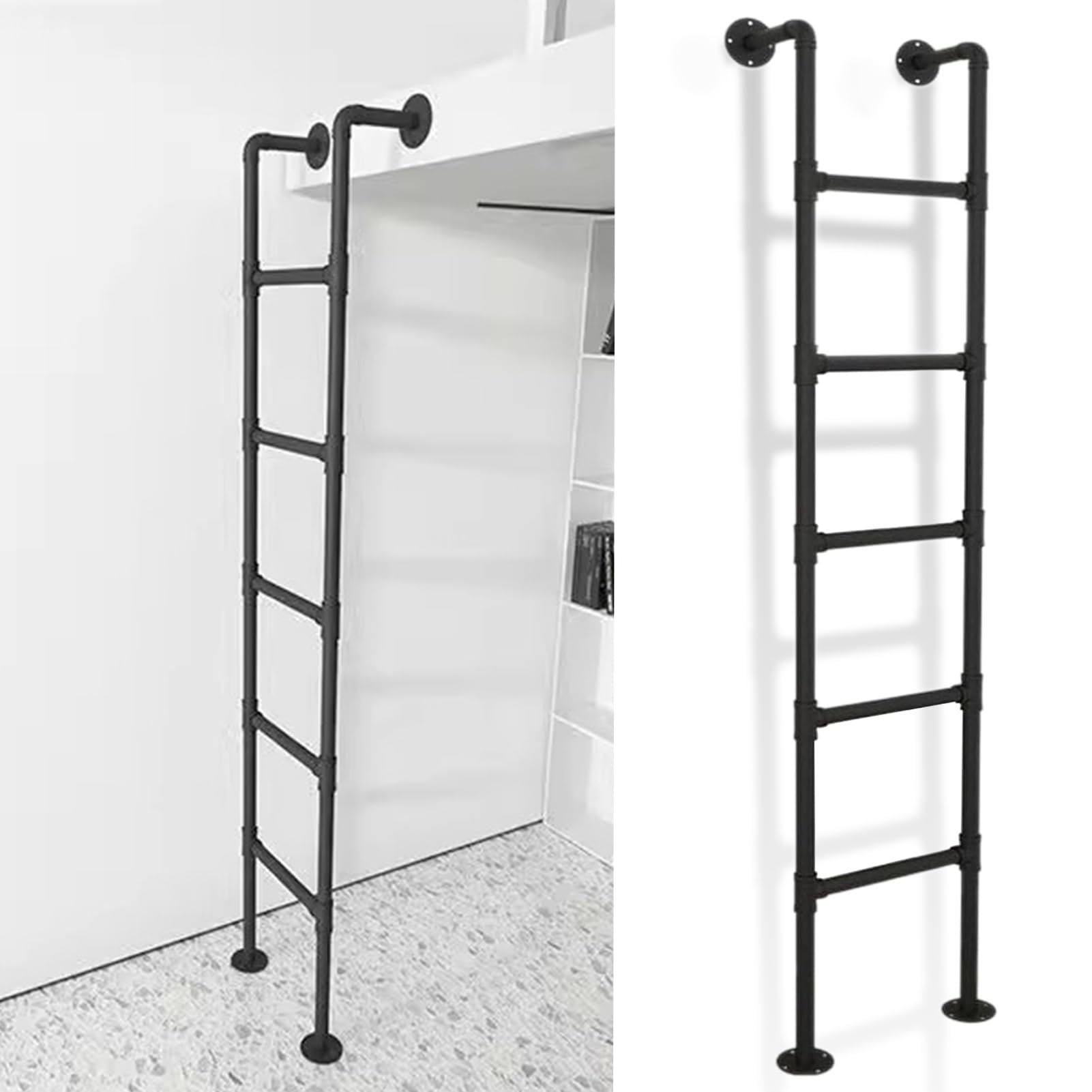 Échelle murale en métal pour loft de 4 à 9 pieds de hauteur