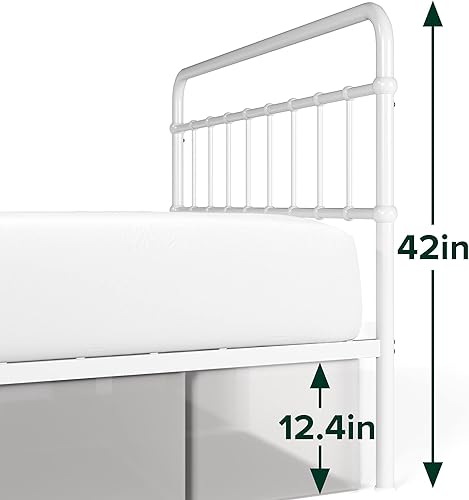 Miniatura 49 de Zinus Florence - Base de cama con plataforma de metal, base de colchón, no necesita somier, fácil montaje, blanco, tamaño matrimonial. Blanco,Negro