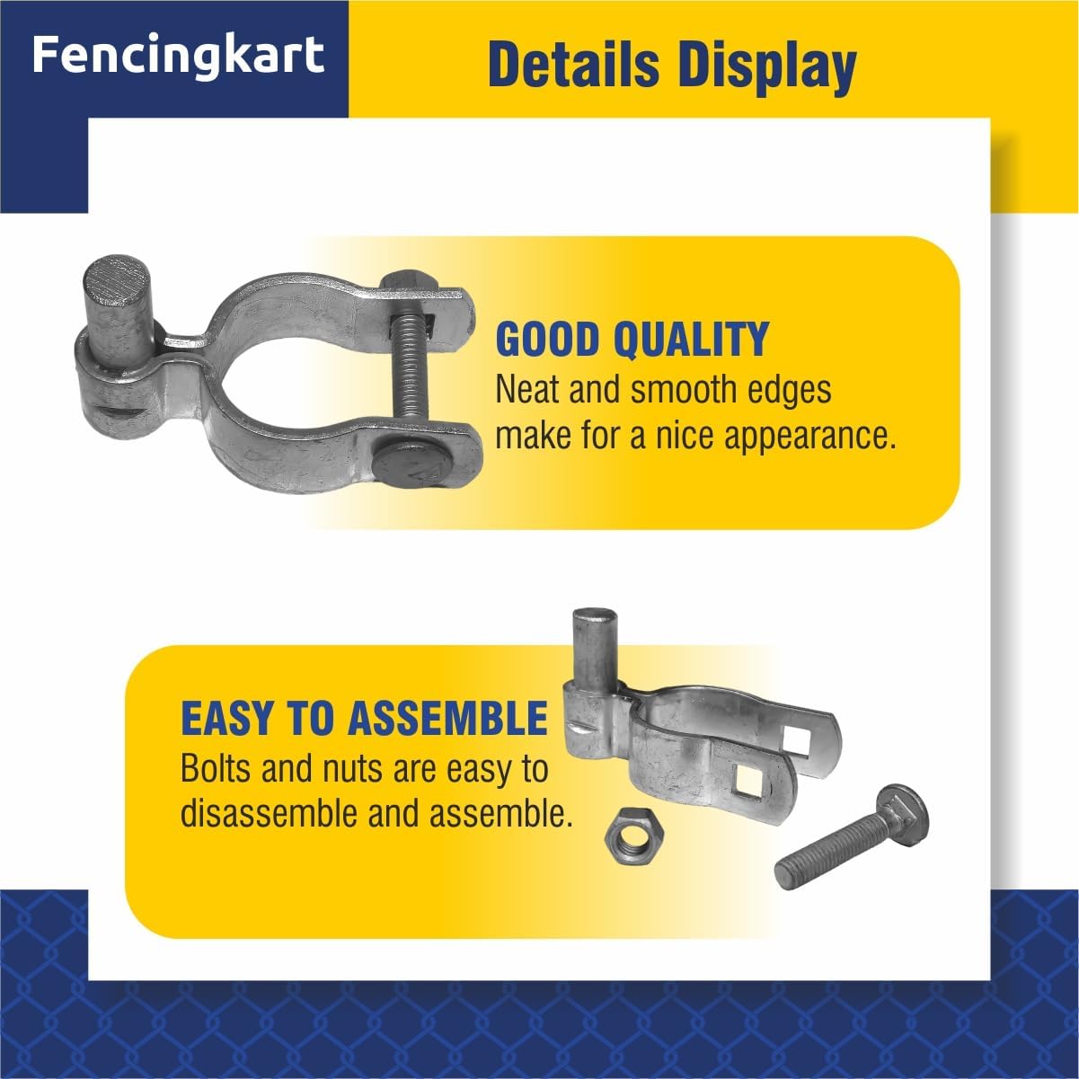Chain Link Fence Male Gate Post Hinge Set, 1-5/8 inch OD Post, 4 Pack with Hardware + Nuts & Bolts (Silver, 1-5/8") Galvanized