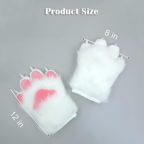 Miniatura 5 de Disfraz de animal, gato, lobo, perro, zorro, garras, guantes, accesorios para adultos (blanco y negro)