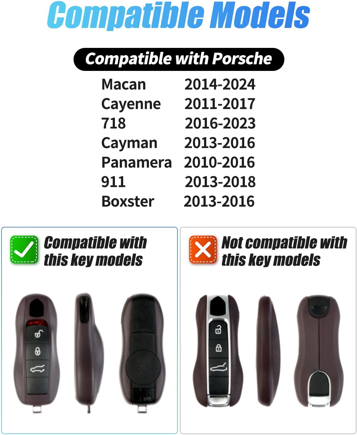 Key Case Key Cover for Porsche Macan Cayenne 718, Car Key Protection Keychain for Porsche Cayman Panamera 911 Boxster (Star Ruby Red) - Image 7