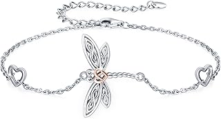 Butterfly Bracelets Sterling Silver Butterfly/Dragonfly Gifts Bracelets for Women Celtic Crystal Bracelets Adjustable Bracelets Butterfly Jewelry Gifts for Women Mom Mother Daughter