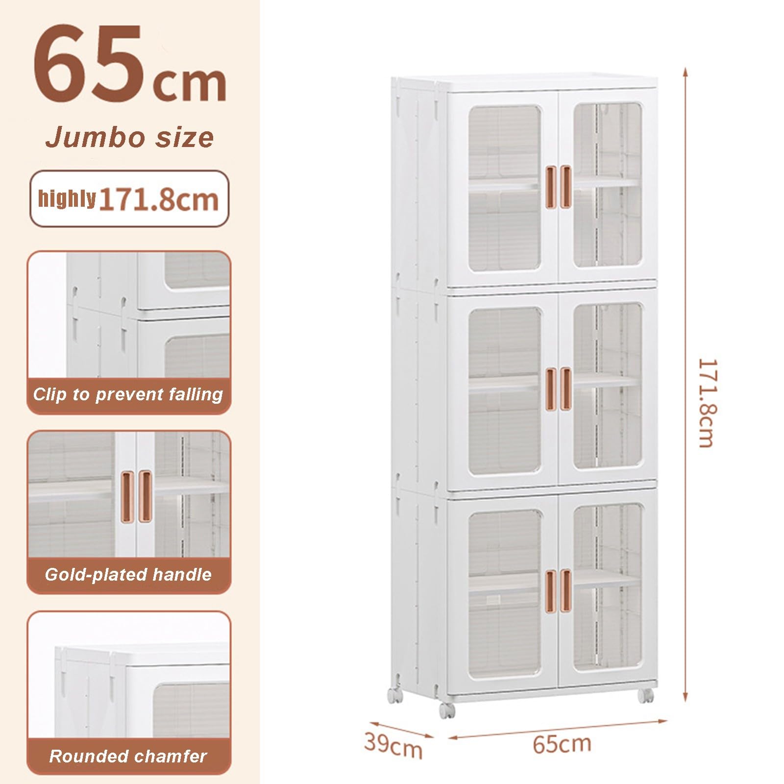 Lot de 3 bacs de Rangement en Plastique organiseurs de Rangement, boîte de Rangement Pliante, bacs de Rangement empilables avec Porte Avant Ouverte, bacs de Rangement A,Jumbo Size