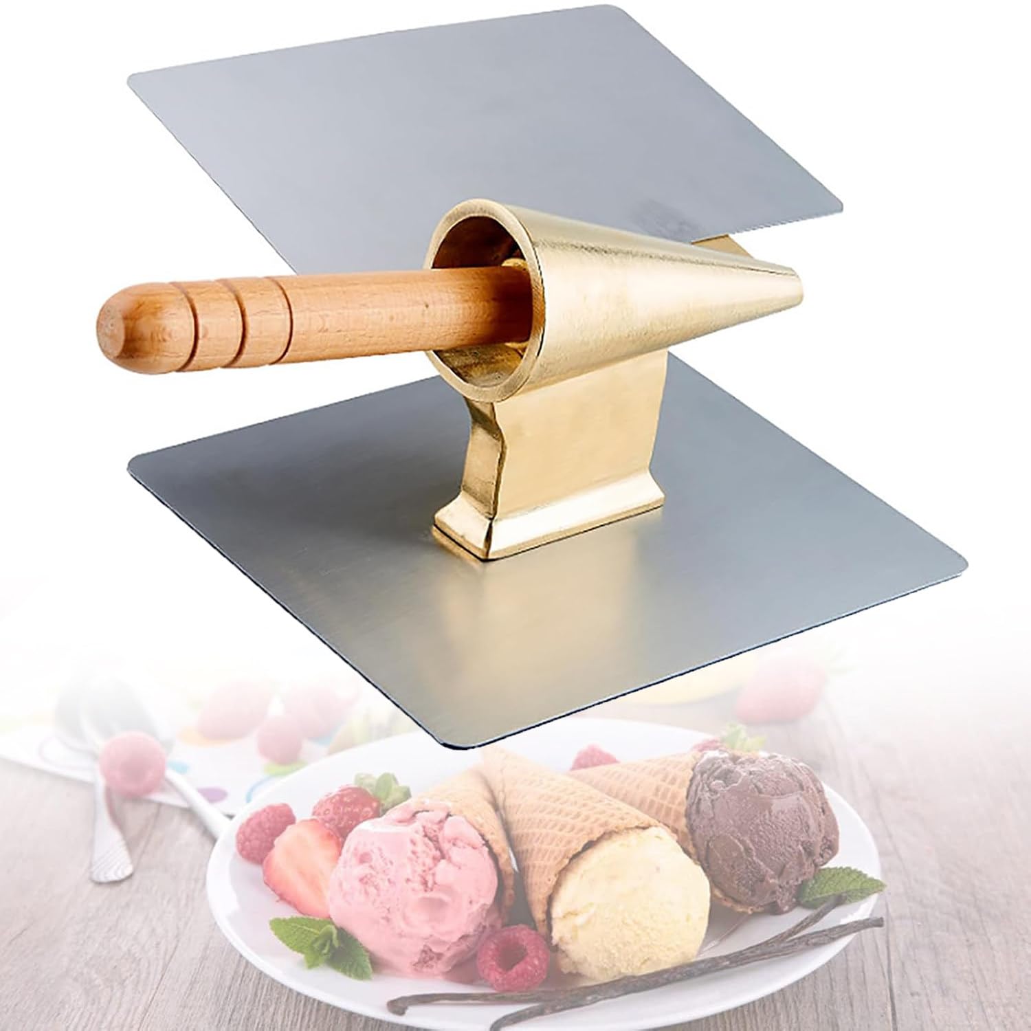Yxyljoz Cream Commercial Ice Cone Roller Molds, Pure Copper Cylinder For Waffle Cones And Pizza
