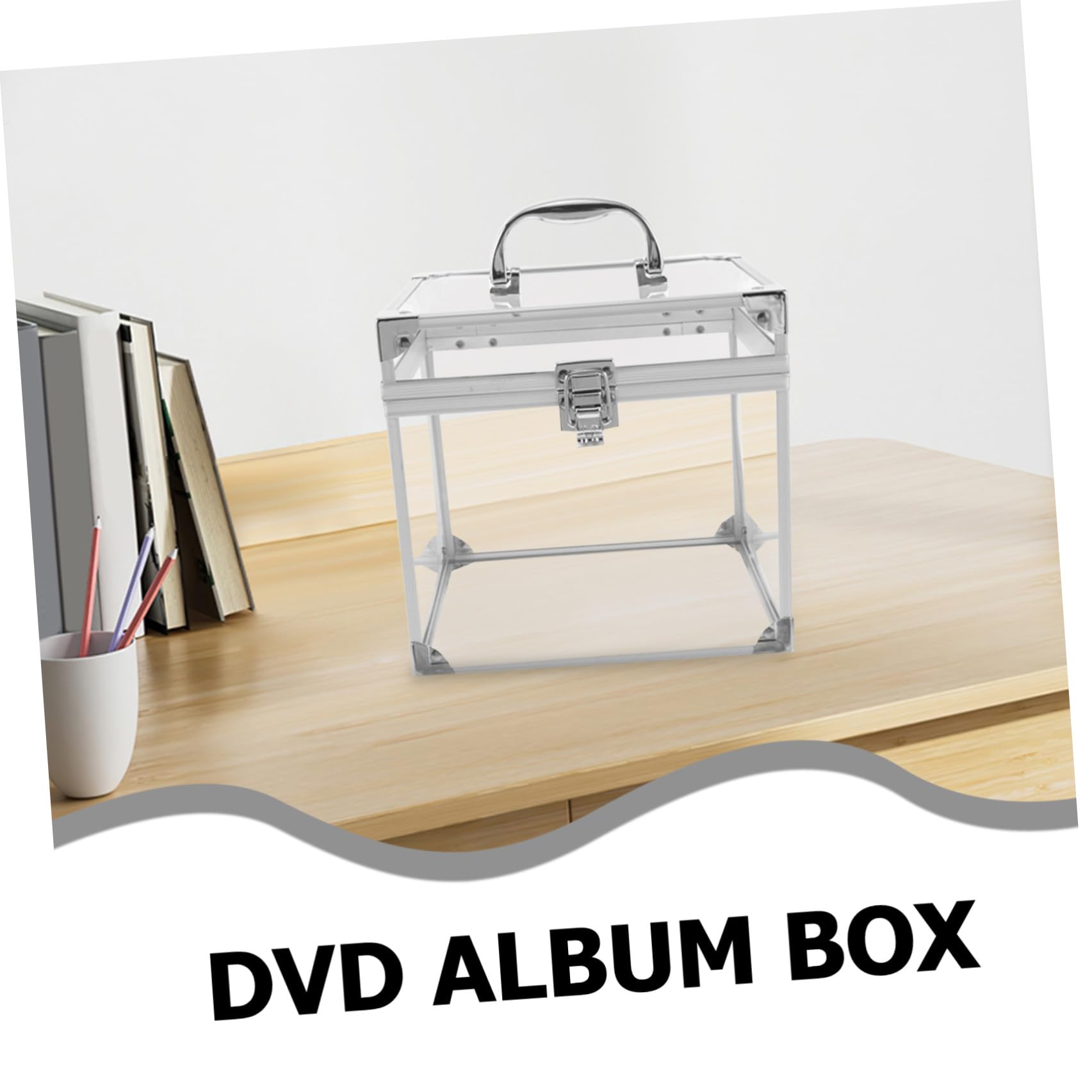 FRCOLOR Scatola Portaoggetti con Manico in Acrilico per Vinili e CD Grande Capacità, e Robusta per Dischi e Dvd, per Soggiorno