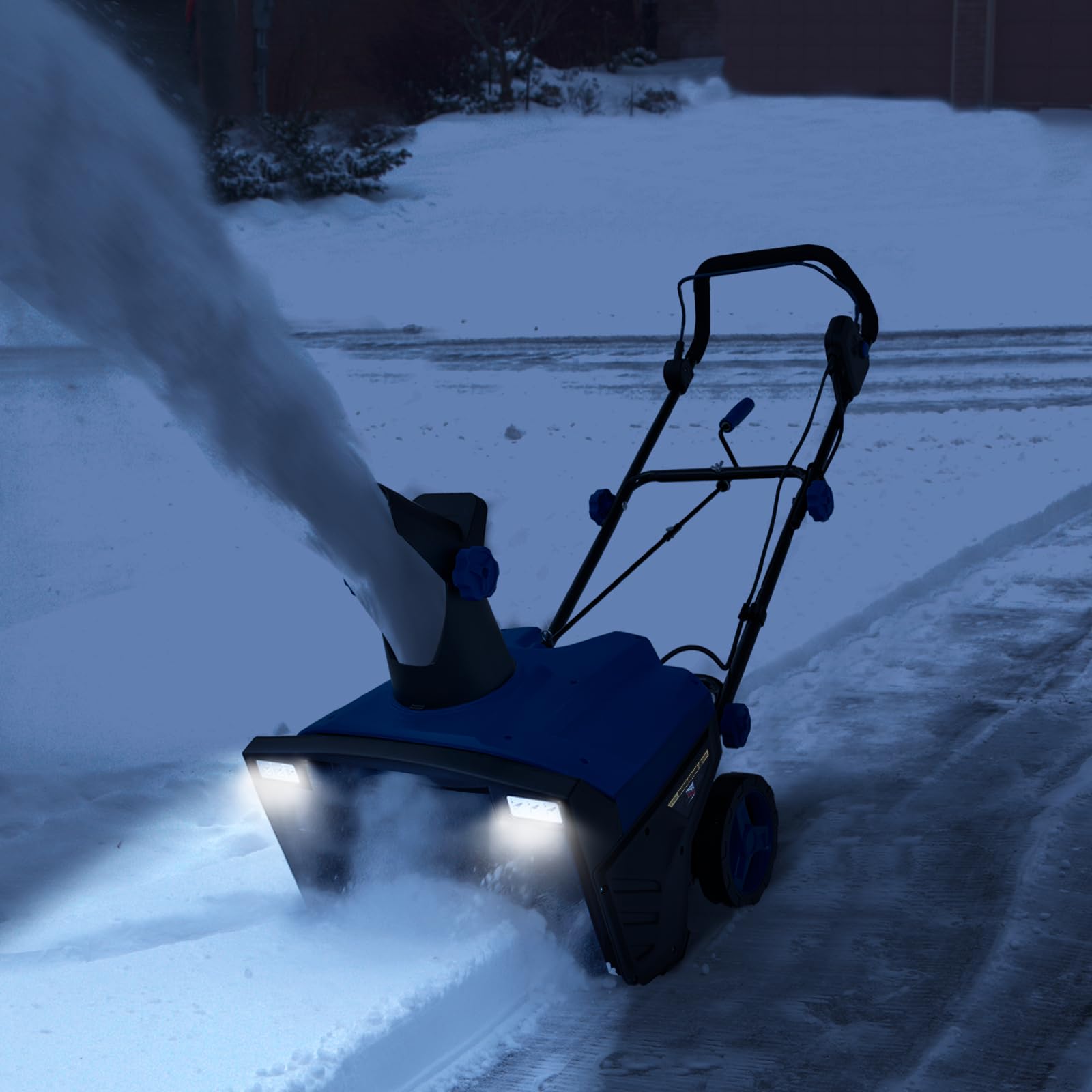 COSTWAY Déneigeuse Électrique avec 2 Lumières LED, Souffleuse à Neige Filaire 15 A 500 mm avec Goulotte Rotative à 180° Distance de Projection 9 m, pour Jardin Cour (Bleu)