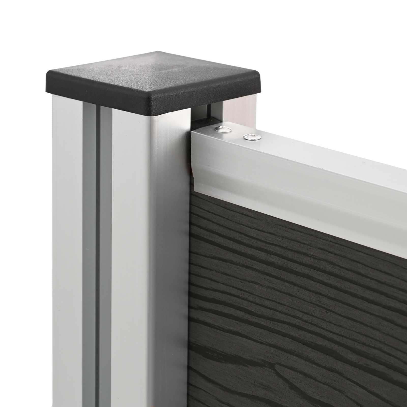 Mülltonnenzaun Grau 85 x 12 x 115 cm Aluminium und WPC, erweiterbar, rost- und korrosionsbeständig für Garten, Terrasse und Vorgarten, modulare Mülltonnenbox Verkleidung